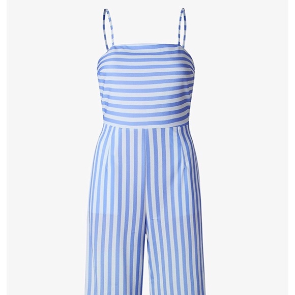 Periwinkle Light Blue & White Stripe Jumpsuit - Picture 3 of 8